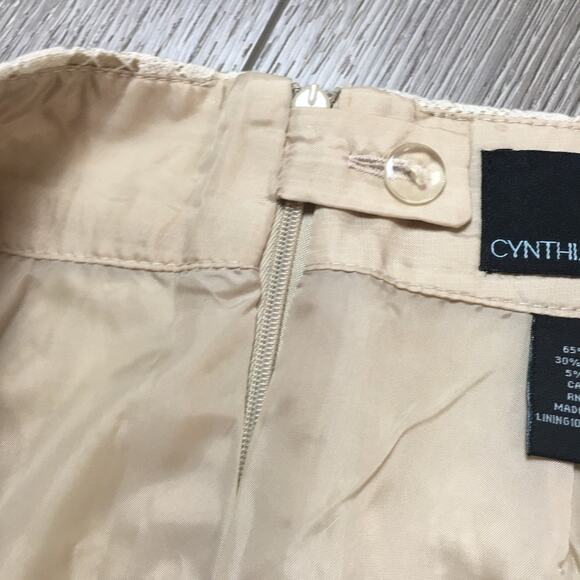 Cynthia Rowley White Lace Overlay Brocade Pencil Skirt Beige Size 8 - Picture 4 of 9